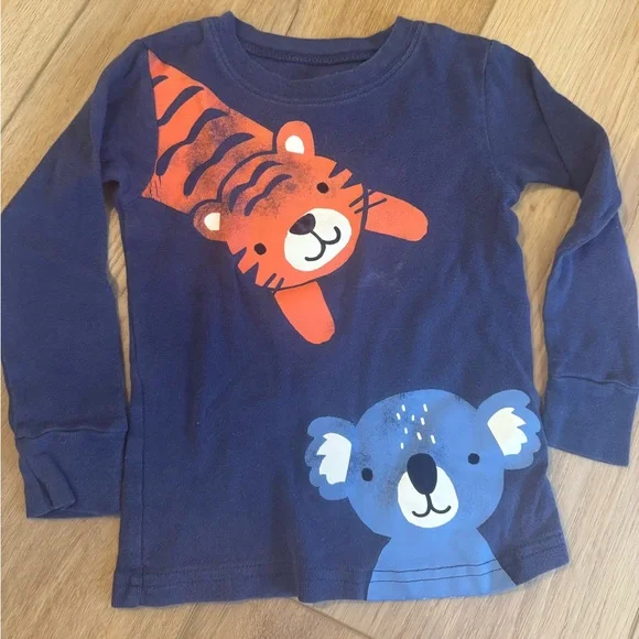 Carter's Navy Blue Toddler Pajamas 24M with Tiger and Koala - Picture 2 of 4